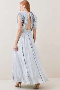 Outlet 🤩 Karen Millen Lydia Millen Metallic Feather Ruffle Woven Maxi 👗 Dress 💯 12 Outlet 🤩 Karen Millen Lydia Millen Metallic Feather Ruffle Woven Maxi 👗 Dress 💯 -OCCASION DRESSES Sale2023 bkk07660 metallic20silver xl 4