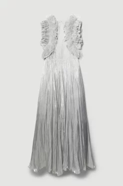 Outlet 🤩 Karen Millen Lydia Millen Metallic Feather Ruffle Woven Maxi 👗 Dress 💯 13 Outlet 🤩 Karen Millen Lydia Millen Metallic Feather Ruffle Woven Maxi 👗 Dress 💯 -OCCASION DRESSES Sale2023 bkk07660 metallic20silver xl 5