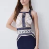 Hot Sale 🤩 Karen Millen Geo Guipure Metallic Lace Woven Mini 👗 Dress 🧨 -OCCASION DRESSES Sale2023 bkk07689 navy xl