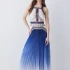 Hot Sale 🔥 Karen Millen Geo Guipure Metallic Woven Pleat Midi 💯 -OCCASION DRESSES Sale2023 bkk07690 blue xl