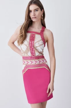 New π₯° Karen Millen Geo Guipure Metallic Lace Woven Mini π Dress π