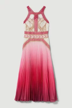 Buy 🎉 Karen Millen Geo Guipure Metallic Woven Pleat Midi 🛒 -OCCASION DRESSES Sale2023 bkk07692 pink xl 3