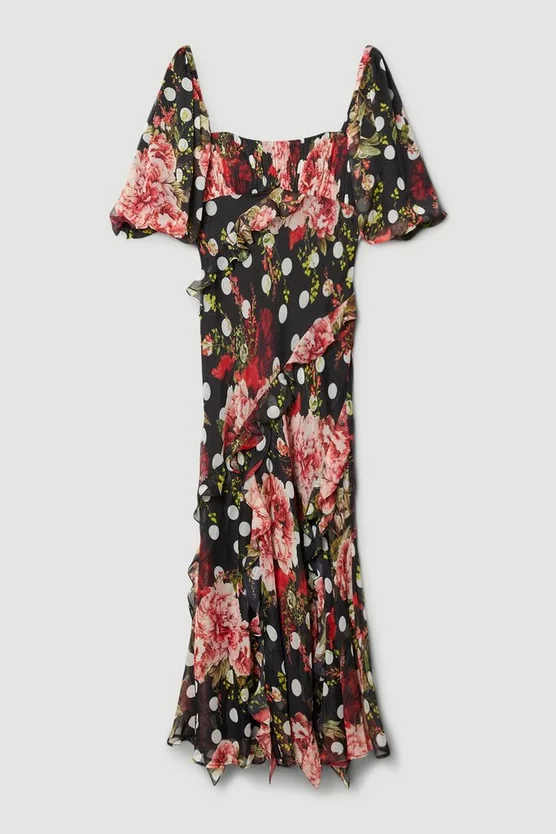 Hot Sale ๐ฅ Karen Millen Petite Spot Floral Chiffon Square Neck Ruffle Maxi ๐ Dress โ 6 Hot Sale ๐ฅ Karen Millen Petite Spot Floral Chiffon Square Neck Ruffle Maxi ๐ Dress โ - Image 4