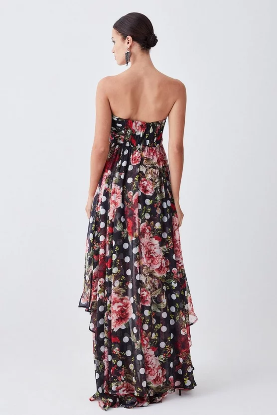Cheap 👍 Karen Millen Petite Spot Floral Chiffon Drama Hem Mini 👗 Dress 🔔 5 Cheap 👍 Karen Millen Petite Spot Floral Chiffon Drama Hem Mini 👗 Dress 🔔 - Image 3