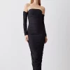 Budget ❤️ Karen Millen Gathered Slinky Bardot Maxi 👗 Dress 🌟 -OCCASION DRESSES Sale2023 bkk07746 black xl