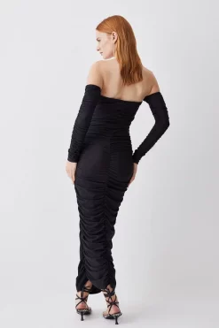 Budget ❤️ Karen Millen Gathered Slinky Bardot Maxi 👗 Dress 🌟 -OCCASION DRESSES Sale2023 bkk07746 black xl 2