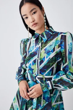 New 🎉 Karen Millen Patchwork Floral Organdie Mini 👗 Dress 🎉