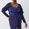 Best Pirce โจ Karen Millen Plus Size Satin And Lace Ruffle Woven Midi ๐ Dress ๐ 2 Best Pirce โจ Karen Millen Plus Size Satin And Lace Ruffle Woven Midi ๐ Dress ๐ -OCCASION DRESSES Sale2023 bkk07767 blue xl