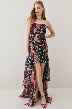 Best reviews of 🌟 Karen Millen Spot Floral Chiffon Drama Hem Mini 👗 Dress ❤️
