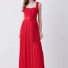 Best Pirce 👍 Karen Millen Top Stitch Satin Woven Midi 👗 Dress 👏 -OCCASION DRESSES Sale2023 bkk07807 red xl