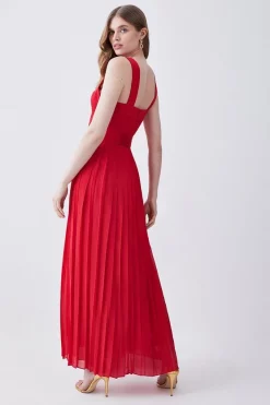 Best Pirce 👍 Karen Millen Top Stitch Satin Woven Midi 👗 Dress 👏 -OCCASION DRESSES Sale2023 bkk07807 red xl 2