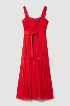 Best Pirce 👍 Karen Millen Top Stitch Satin Woven Midi 👗 Dress 👏 -OCCASION DRESSES Sale2023 bkk07807 red xl 3