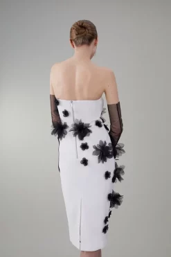 Budget 😀 Karen Millen Bandeau Flower Applique Midi 👗 Dress 🎁 -OCCASION DRESSES Sale2023 bkk07856 white xl 2