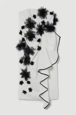 Budget 😀 Karen Millen Bandeau Flower Applique Midi 👗 Dress 🎁 -OCCASION DRESSES Sale2023 bkk07856 white xl 3