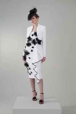 Budget 😀 Karen Millen Bandeau Flower Applique Midi 👗 Dress 🎁 -OCCASION DRESSES Sale2023 bkk07856 white xl 4