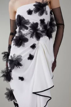 Budget 😀 Karen Millen Bandeau Flower Applique Midi 👗 Dress 🎁 -OCCASION DRESSES Sale2023 bkk07856 white xl 5