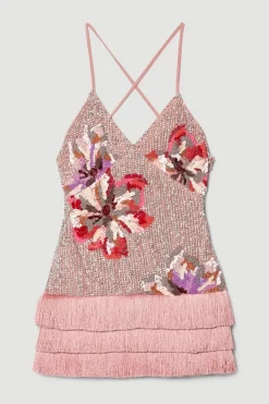 Best deal 🔥 Karen Millen Petite Mixed Sequin & Beaded Fringed Mini 👗 Dress 👏 -OCCASION DRESSES Sale2023 bkk07876 silver xl 3