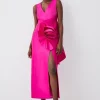 Buy ✨ Karen Millen Petite Rosette Taffeta Column Midi 👗 Dress 🔥 -OCCASION DRESSES Sale2023 bkk07954 pink xl