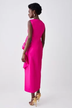 Buy ✨ Karen Millen Petite Rosette Taffeta Column Midi 👗 Dress 🔥 -OCCASION DRESSES Sale2023 bkk07954 pink xl 2
