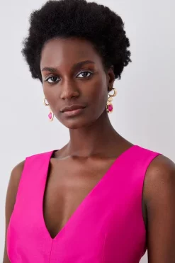 Buy ✨ Karen Millen Petite Rosette Taffeta Column Midi 👗 Dress 🔥 -OCCASION DRESSES Sale2023 bkk07954 pink xl 4