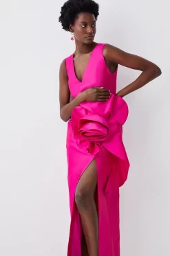 Buy ✨ Karen Millen Petite Rosette Taffeta Column Midi 👗 Dress 🔥 -OCCASION DRESSES Sale2023 bkk07954 pink xl 5