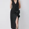 Cheapest ✨ Karen Millen Rosette Taffeta Column Midi 👗 Dress 😀 -OCCASION DRESSES Sale2023 bkk07955 black xl