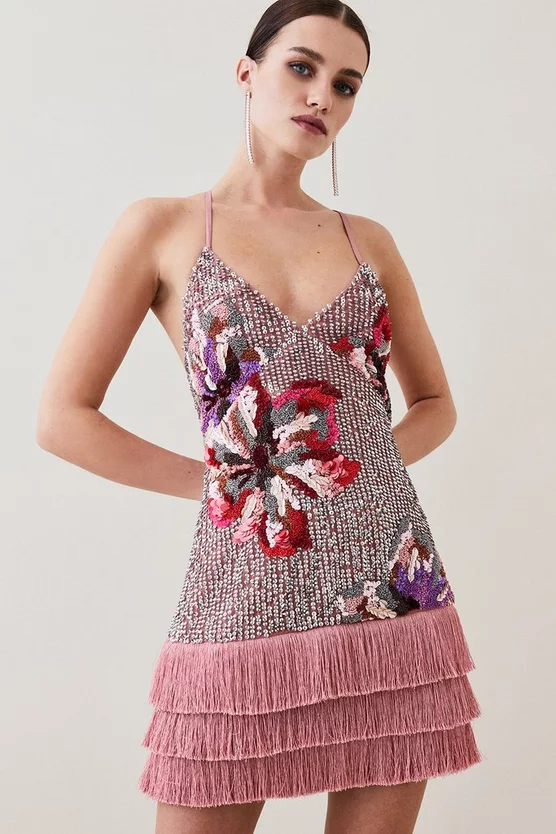 Cheapest 🥰 Karen Millen Tall Mixed Sequin & Beaded Fringed Mini 👗 Dress 🎉 3 Cheapest 🥰 Karen Millen Tall Mixed Sequin & Beaded Fringed Mini 👗 Dress 🎉