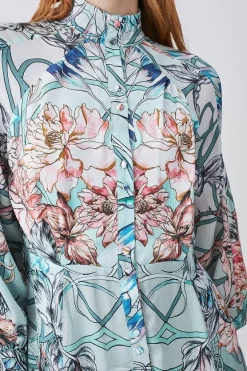 Brand new 😍 Karen Millen Mirrored Floral Satin Woven Midi 👗 Dress 🌟 -OCCASION DRESSES Sale2023 bkk07966 sage xl 4