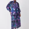 New 😀 Karen Millen Plus Size Boarder Floral Print Satin Woven Midi 👗 Dress 😀