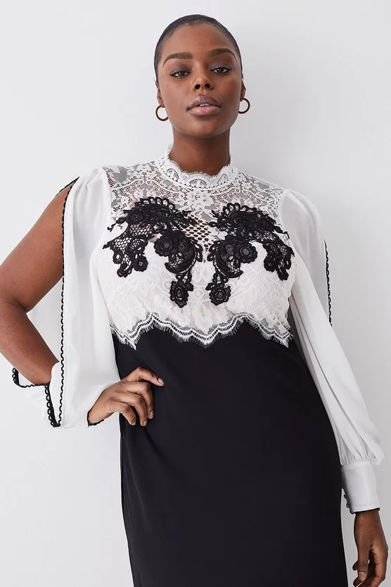 Best deal 🔔 Karen Millen Plus Size Lace Embroidered Woven Midi 👗 Dress 🌟 4 Best deal 🔔 Karen Millen Plus Size Lace Embroidered Woven Midi 👗 Dress 🌟 - Image 2
