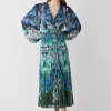 Best deal 🎉 Karen Millen Tall Mirrored Ombre Floral Pleat Drama Woven Midi 👗 Dress 🛒 -OCCASION DRESSES Sale2023 bkk08072 blue xl