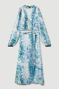 Discount 🎁 Karen Millen Soft Snake Print Satin Piped Zip Front Midi 👗 Dress ✔️ -OCCASION DRESSES Sale2023 bkk08088 snake xl 3