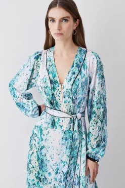 Discount 🎁 Karen Millen Soft Snake Print Satin Piped Zip Front Midi 👗 Dress ✔️ -OCCASION DRESSES Sale2023 bkk08088 snake xl 4