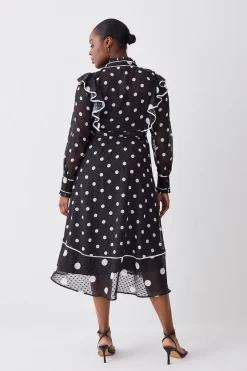 Wholesale 😍 Karen Millen Plus Size Mono Mixed Dot Piped Ruffle Georgette Midi 👗 Dress 😀 -OCCASION DRESSES Sale2023 bkk08094 mono xl 2