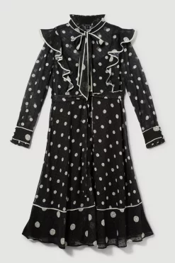Wholesale 😍 Karen Millen Plus Size Mono Mixed Dot Piped Ruffle Georgette Midi 👗 Dress 😀 -OCCASION DRESSES Sale2023 bkk08094 mono xl 3