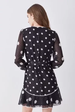 Wholesale 🎉 Karen Millen Mono Mixed Dot Piped Ruffle Belted Mini 👗 Dress 👍 -OCCASION DRESSES Sale2023 bkk08096 mono xl 2