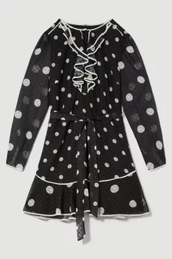 Wholesale 🎉 Karen Millen Mono Mixed Dot Piped Ruffle Belted Mini 👗 Dress 👍 -OCCASION DRESSES Sale2023 bkk08096 mono xl 3