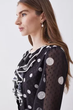 Wholesale 🎉 Karen Millen Mono Mixed Dot Piped Ruffle Belted Mini 👗 Dress 👍 -OCCASION DRESSES Sale2023 bkk08096 mono xl 4