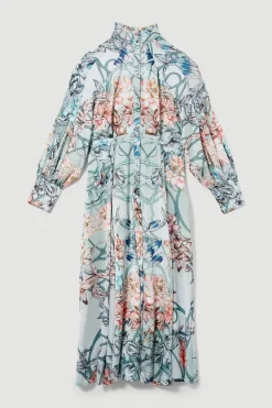 Deals 🔥 Karen Millen Petite Mirrored Floral Satin Woven Midi 👗 Dress 🤩 -OCCASION DRESSES Sale2023 bkk08125 sage xl 3