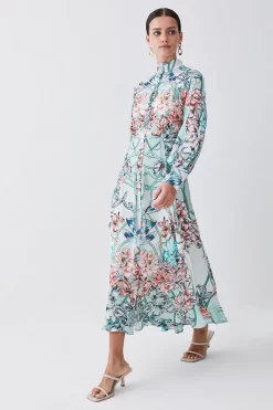 Deals 🔥 Karen Millen Petite Mirrored Floral Satin Woven Midi 👗 Dress 🤩 -OCCASION DRESSES Sale2023 bkk08125 sage xl 4
