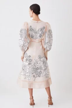 New 💯 Karen Millen Petite Applique Organdie Woven Maxi 👗 Dress 🔔 -OCCASION DRESSES Sale2023 bkk08153 blush xl 2