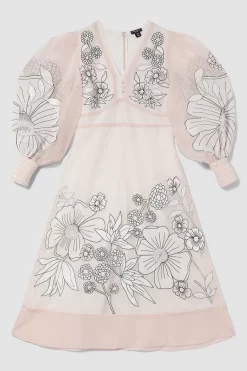 New 💯 Karen Millen Petite Applique Organdie Woven Maxi 👗 Dress 🔔 -OCCASION DRESSES Sale2023 bkk08153 blush xl 3