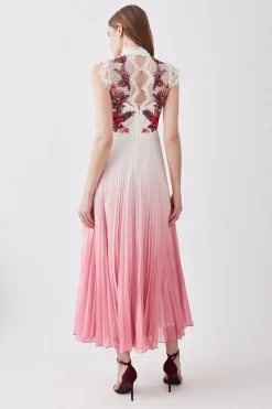 Coupon 👍 Karen Millen Rose Guipure Lace Woven Pleat 👗 Skirt Midi 👗 Dress ✨ -OCCASION DRESSES Sale2023 bkk08195 rose xl 2