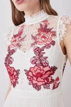 Coupon 👍 Karen Millen Rose Guipure Lace Woven Pleat 👗 Skirt Midi 👗 Dress ✨ -OCCASION DRESSES Sale2023 bkk08195 rose xl 4