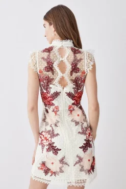 Best deal ⌛ Karen Millen Rose Guipure Lace Embroidered Mini 👗 Dress 👏 -OCCASION DRESSES Sale2023 bkk08196 rose xl 2