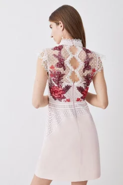 Coupon 😀 Karen Millen Rose Guipure Lace Mini 👗 Dress 🛒 -OCCASION DRESSES Sale2023 bkk08197 rose xl 2