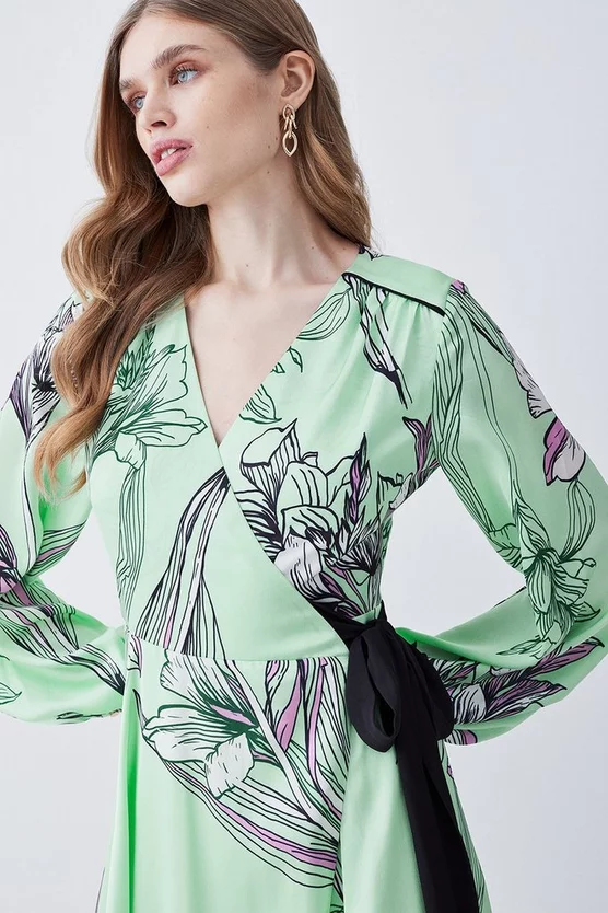 Best Sale โ๏ธ Karen Millen Floral ๐จ Hammered Satin Woven Wrap Midi ๐ Dress ๐ 4 Best Sale โ๏ธ Karen Millen Floral ๐จ Hammered Satin Woven Wrap Midi ๐ Dress ๐ - Image 2