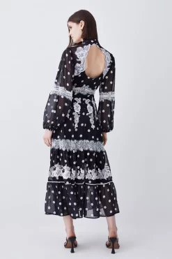 Outlet 😉 Karen Millen Polka Dot Mix Lace & Embroidery Maxi 👗 Dress ⌛ -OCCASION DRESSES Sale2023 bkk08346 black xl 2