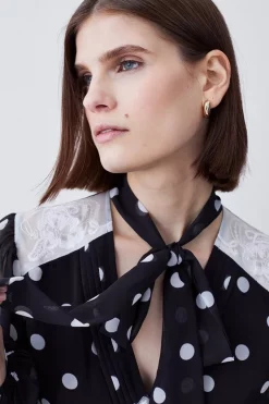 Outlet 😉 Karen Millen Polka Dot Mix Lace & Embroidery Maxi 👗 Dress ⌛ -OCCASION DRESSES Sale2023 bkk08346 black xl 4