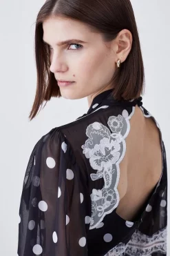 Outlet 😉 Karen Millen Polka Dot Mix Lace & Embroidery Maxi 👗 Dress ⌛ -OCCASION DRESSES Sale2023 bkk08346 black xl 6